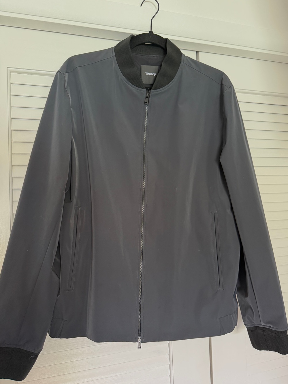 Theory Men's Charcoal Gray/Soft Black Bomber Jacket